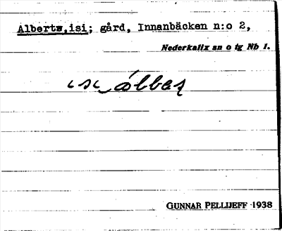 Bild på arkivkortet för arkivposten Alberts, isi