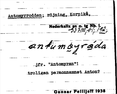 Bild på arkivkortet för arkivposten Antomyrrodden