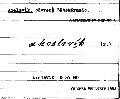 Bild på arkivkortet för arkivposten Axelsvik