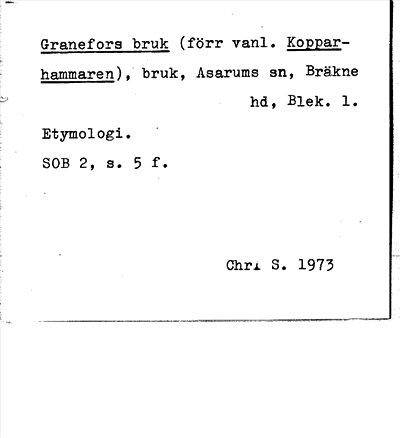 Bild på arkivkortet för arkivposten Granefors bruk (förr vanl. Kopparhammaren