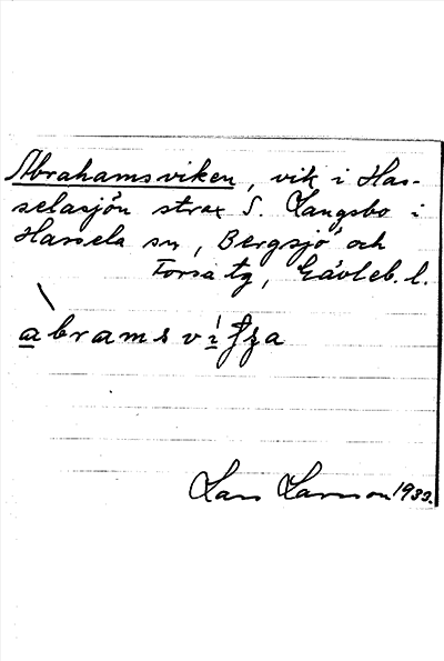 Bild på arkivkortet för arkivposten Abrahamsviken
