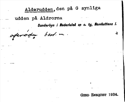 Bild på arkivkortet för arkivposten Alderudden