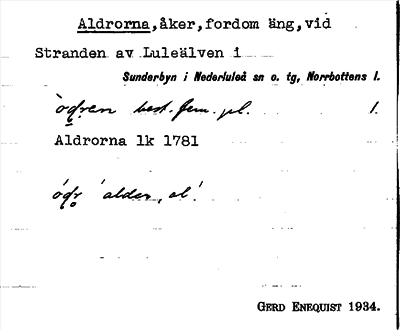 Bild på arkivkortet för arkivposten Aldrorna