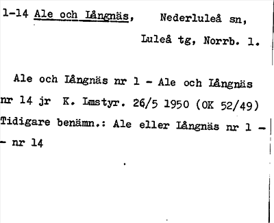 Bild på arkivkortet för arkivposten Ale och Långnäs