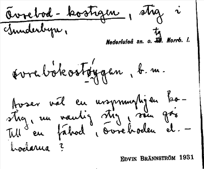 Bild på arkivkortet för arkivposten Övrebod-kostigen