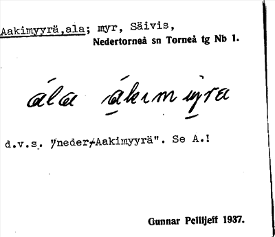 Bild på arkivkortet för arkivposten Aakimyyrä, ala