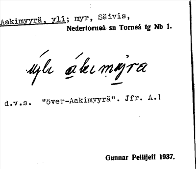 Bild på arkivkortet för arkivposten Aakimyyrä, yli