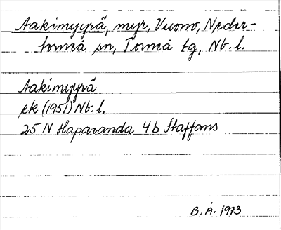 Bild på arkivkortet för arkivposten Aakimyyrä