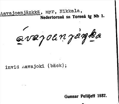 Bild på arkivkortet för arkivposten Aavajoenjänkkä