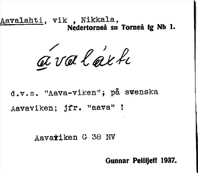 Bild på arkivkortet för arkivposten Aavalahti