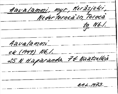 Bild på arkivkortet för arkivposten Aavalammi
