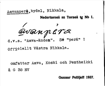 Bild på arkivkortet för arkivposten Aavanperä