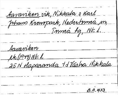 Bild på arkivkortet för arkivposten Aavaviken
