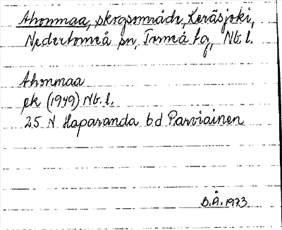 Bild på arkivkortet för arkivposten Ahonmaa
