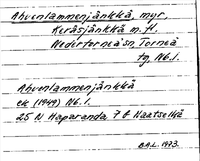 Bild på arkivkortet för arkivposten Ahvenlammenjänkkä