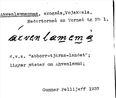 Bild på arkivkortet för arkivposten Ahvenlammenmaa