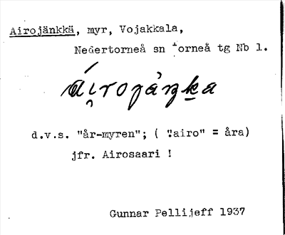 Bild på arkivkortet för arkivposten Airojänkkä