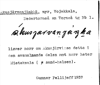 Bild på arkivkortet för arkivposten Akusjärvenjänkkä