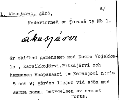 Bild på arkivkortet för arkivposten Akusjärvi