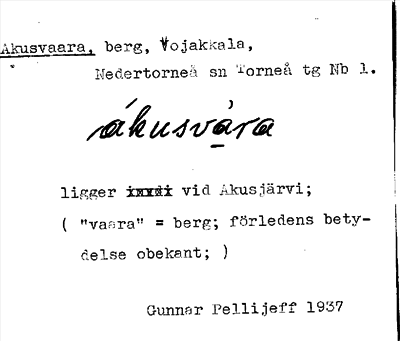 Bild på arkivkortet för arkivposten Akusvaara