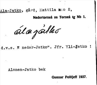 Bild på arkivkortet för arkivposten Ala-Jatko