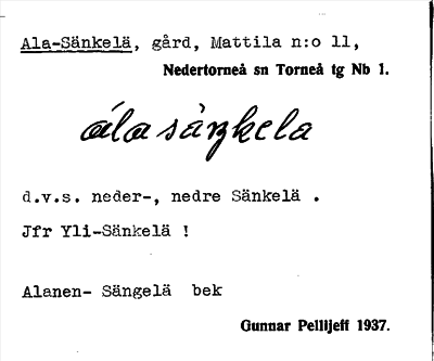Bild på arkivkortet för arkivposten Ala-Sänkelä