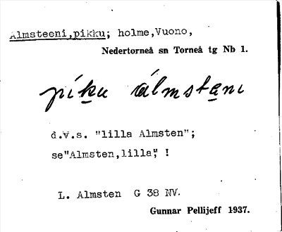 Bild på arkivkortet för arkivposten Almsteeni, pikku
