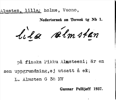 Bild på arkivkortet för arkivposten Almsten, lilla