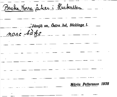 Bild på arkivkortet för arkivposten Backe, Norre