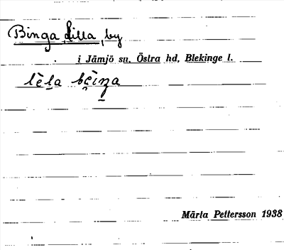 Bild på arkivkortet för arkivposten Binga, Lilla