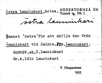 Bild på arkivkortet för arkivposten Östra Launinkari