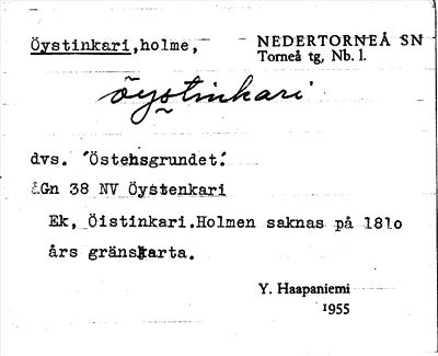 Bild på arkivkortet för arkivposten Öysinkari