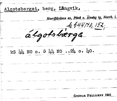 Bild på arkivkortet för arkivposten Algotsberget
