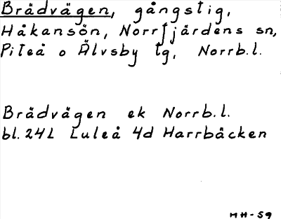 Bild på arkivkortet för arkivposten Brädvägen