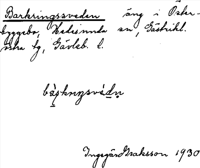 Bild på arkivkortet för arkivposten Barkringssveden