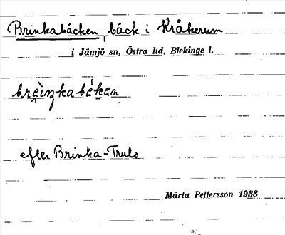 Bild på arkivkortet för arkivposten Brinkabäcken