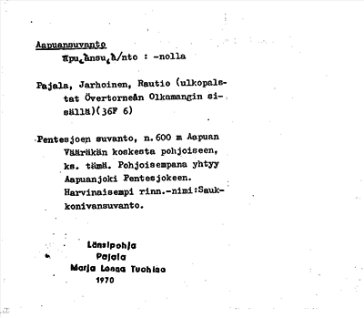 Bild på arkivkortet för arkivposten Aapuansuvanto