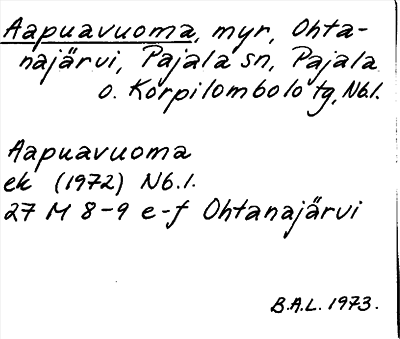 Bild på arkivkortet för arkivposten Aapuavuoma