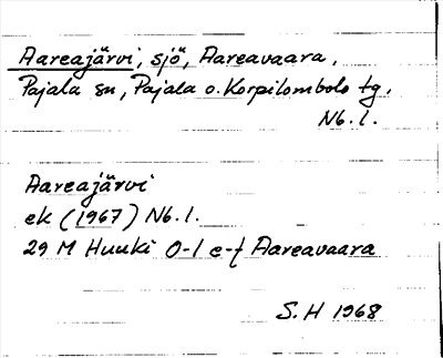 Bild på arkivkortet för arkivposten Aareajärvi