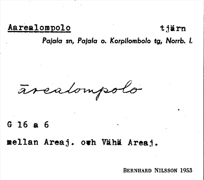 Bild på arkivkortet för arkivposten Aarealompolo