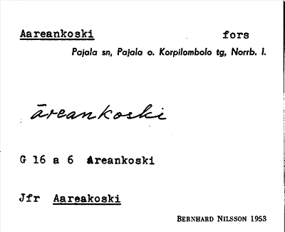 Bild på arkivkortet för arkivposten Aareankoski
