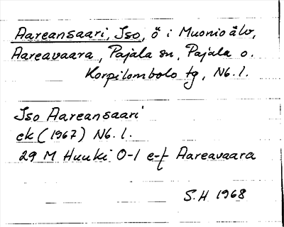 Bild på arkivkortet för arkivposten Aareansaari, Iso