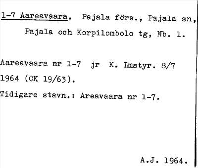 Bild på arkivkortet för arkivposten Aareavaara