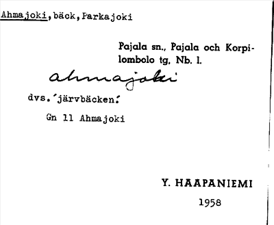 Bild på arkivkortet för arkivposten Ahmajoki