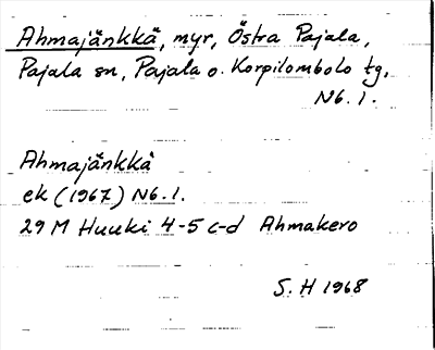Bild på arkivkortet för arkivposten Ahmajänkkä