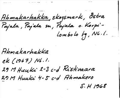 Bild på arkivkortet för arkivposten Ahmakarhakka