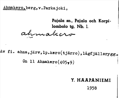 Bild på arkivkortet för arkivposten Ahmakero