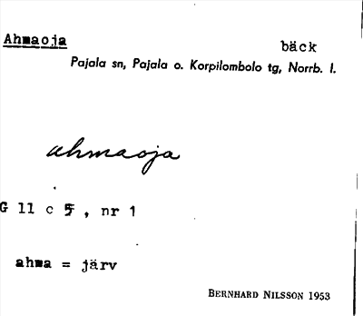 Bild på arkivkortet för arkivposten Ahmaoja