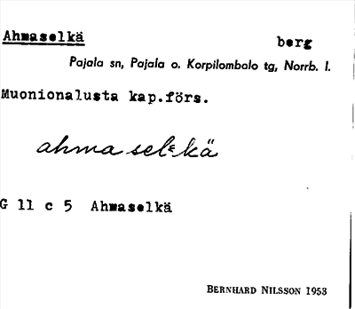 Bild på arkivkortet för arkivposten Ahmaselkä