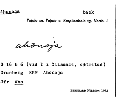 Bild på arkivkortet för arkivposten Ahonoja